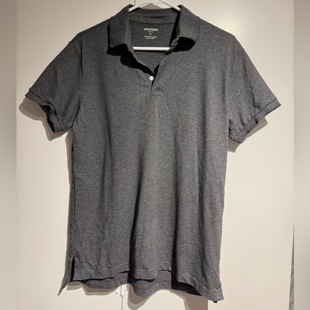 Never worn, Slim Fit Bonobos heather dark grey stretch pique polo